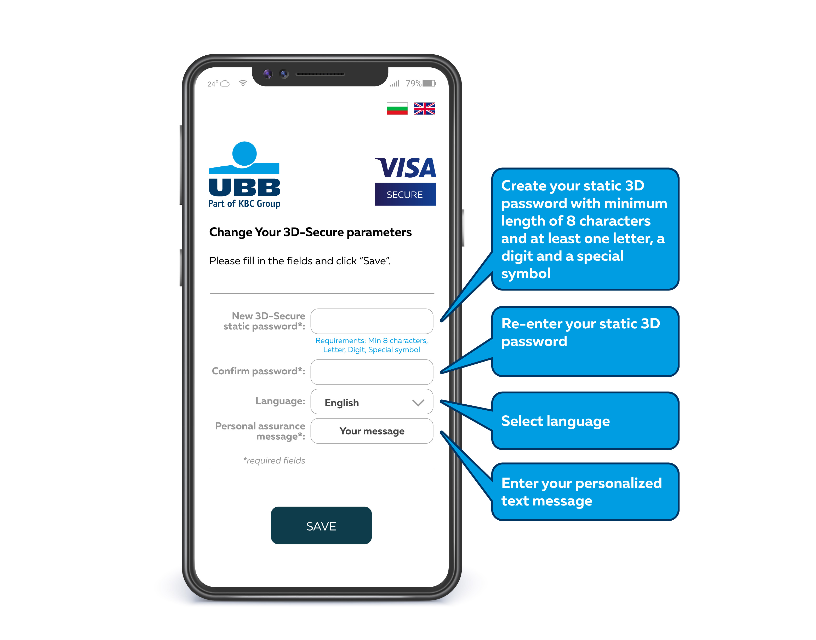 Payment transactions online with bank cards, issued by UBB, using VISA ...